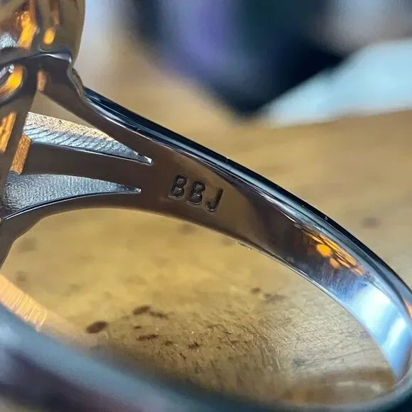 Natural Amber Sterling Silver Cocktail Ring Size 8 - Picture 7 of 10